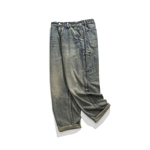Venta al por mayor personalizado liso en blanco de impresión recta de alta calidad Vintage Wash Hombre Pantalones vaqueros de gran tamaño sueltos Hip Hop pantalones de mezclilla para los hombres - Product Image 6