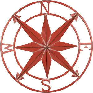 wholesale supplier 20 Inch Distressed Metal Compass Rose Nautical Wall Decor Rose Compass Wall