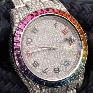 Montre en diamant moissanite de qualité supérieure pour homme avec mouvement à quartz, cadran en verre, bracelet en acier inoxydable, design moderne - Product Image 4