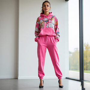 Survêtement à impression graphique pour femmes Sportswear Jogging Digital Print Two Piece Sets Breathable Hoodie And Sweatpants Sets Ladies - Product Image 5