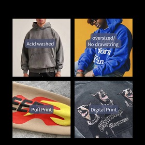 Sweat à capuche en molleton épais de haute qualité pour homme, en coton, à épaules tombantes, surdimensionné, personnalisé - Product Image 4