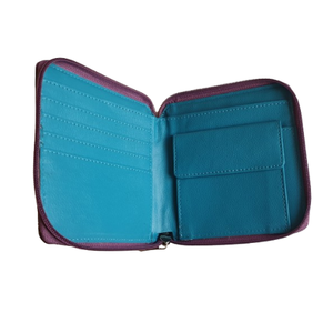 Tarjetero DE CRÉDITO Tarjetero de cuero genuino RFID con bolsillo para monedas Cierre de cremallera - Product Image 1