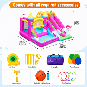 Castillo Inflable con Tobogán, Diseño de Unicornio <span class=keywords><strong>Rosa</strong></span>, Precio de Fábrica al por Mayor, Logotipo Personalizado - Product Image 6