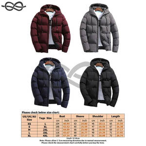Abrigo de invierno para hombre, ropa de abrigo de manga larga con cremallera completa, chaqueta acolchada de plumón de color sólido, ropa de invierno cálida y elegante en rojo vino 4XL - Product Image 2