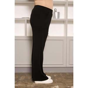 Pantalones de Punto Negros Básicos de Corte Holgado para Mujer, Tallas Grandes, Cómodos, Mezcla de Poliéster y Elastano para Uso Diario - Product Image 2