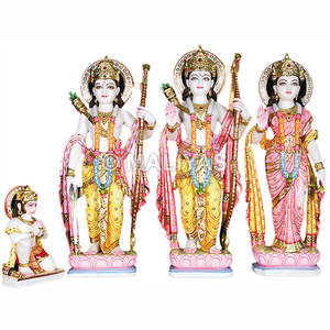 Precio de la Estatua de Mármol de Ram Darbar, Conjunto de Ídolos de Mármol de Ram, Sita, Lakshman y Hanuman para el Templo del Hogar - Product Image 1