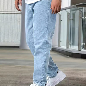 Wholesale Men Classic <b>Blue</b> Cotton Jeans Pant Slim Fit Stretch Casual Design With Custom Regular Fit Lightweight <b>Canvas</b> Thickness - Product Image 2