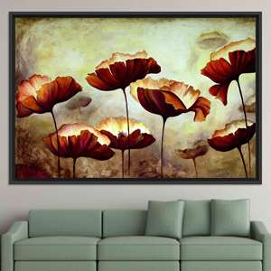 Impression sur toile florale élégante : œuvre d'art florale moderne pour la décoration de la maison, toile encadrée noire - Product Image 1