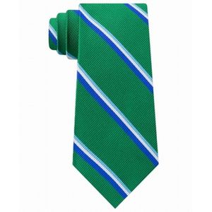 Corbata de Seda Estampada con Rayas Jacquard Estilo Bronx para Hombre, Marca Tommy Hilfiger, Color Verde, Talla Regular, con Caja de Regalo - Product Image 1