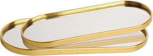 Bandejas de Perfume ecológicas hechas a mano, bandeja de espejo dorado, bandeja decorativa de tocador, organizador de Perfume ovalado antideslizante para joyería - Product Image 4