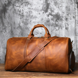 Sac de voyage pliable en cuir véritable léger avec grande capacité et fermeture éclair, sac de voyage durable - Product Image 1