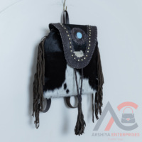 Echtes handgemachtes Haar auf Fell Fell Leder Rucksack Unisex Echtes Rindsleder Pelz Leder Rucksack Fransen Western Rucksack Kordel zug Taschen