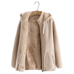Abrigo de lana Polar para mujer, sudaderas con capucha gruesas y cálidas, prendas de vestir exteriores con cremallera, Tops informales para mediana edad, Otoño Invierno 2025 - Product Image 3