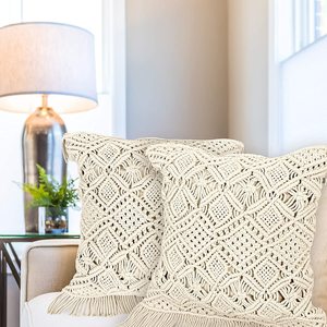 Macrame Cushion <b>Cover</b> Bohemian Knit Macrame Tassel Weave 100% Cotton Cushion <b>Cover</b> <b>Sofa</b> Cushion <b>Cover</b> - Product Image 3