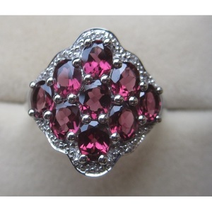 925 Sterling Silver Handmade Cluster Ring for Women Natural Garnet White Topaz Everyday Wear Fine Jewelry - Product Image 1