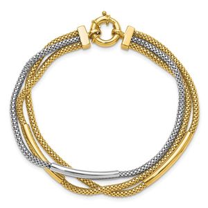 Bracelet multi-brins en maille géométrique polie en rhodium 14 carats de Leslie pour cadeau - Product Image 4