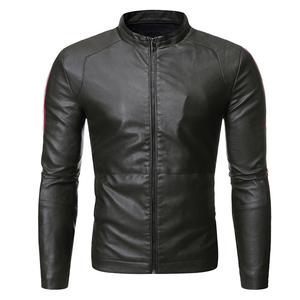 Chaqueta de cuero PU unisex personalizada OEM, estilo slim, gruesa, de invierno, con cuello alto de lona, logo frontal, mangas largas, estilo urbano con letras. - Product Image 5