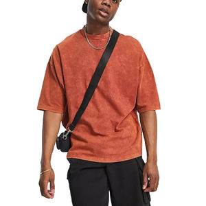 Venta al por mayor de peso pesado ácido lavado Camiseta 100% algodón personalizado impreso para hombres Streetwear estilo Casual - Product Image 1