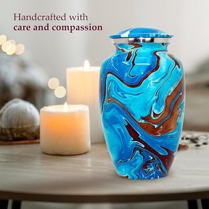 Handmade <b>Large</b> Adult Mosaic Aluminium Glass Cremation <b>Urn</b> Unique Funerals Supply With Individual Tiles Applied Burial - Product Image 4