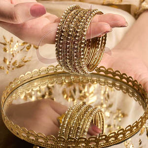 Ideal Balance Simplicity And Elegance Combination Of Gold Bangles And One Distinctive Beaded Bangle - Product Image 4