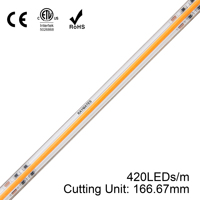 Bande lumineuse LED COB haute tension RAYMATES, 400 puces/m, IP67, bande lumineuse COB flexible, 3000K, bandes lumineuses COB, AC110V, UL ETL
