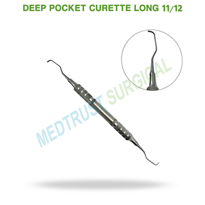 Cureta Gracey de bolsillo profundo, larga, 11-12, para limpieza dental periodontal, raspado subgingival profundo y planificación radicular - Product Image 2