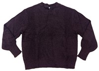 Sudadera de punto informal teñida con cuello redondo y manga larga a cuadros, estilo traje holgado para mujer