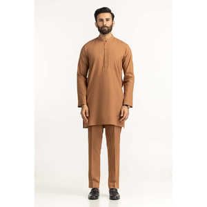 Ensemble décontracté : Kameez court et pantalon droit ajusté, motif uni - SK-BSCSL25-003 - Product Image 2