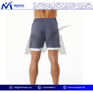 Pantalones cortos deportivos de gimnasio para hombre, ligeros, transpirables, que absorben la humedad, tela de secado rápido, cintura elástica, bolsillos con cremallera - Product Image 5