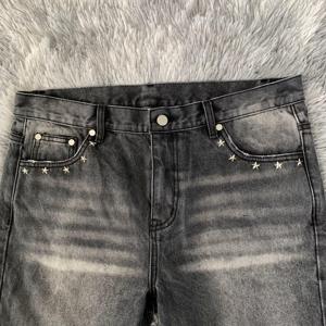 DENIMGUYS, pantalones de mezclilla cortos holgados Retro de calle alta de algodón informales para hombre, pantalones vaqueros planos hasta la rodilla Vintage transpirables - Product Image 3