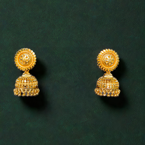 Boucles d'oreilles de super qualité serties de boucles d'oreilles de style Jhumka plaquées or 22CT uniques bijoux pour femmes - Product Image 1