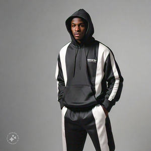 เสื้อวอร์มผ้า20% คอตตอน80% คุณภาพสูงของผู้ชายชุดวอร์มเนื้อนุ่มผ้าโพลีเอสเตอร์พิมพ์ลายโลโก้ขนาดใหญ่พิเศษใส่ได้พอดีตัวเรียบๆ - Product Image 4