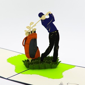 Carte de voeux de club de golf 3D sur le thème du sport Carte pop-up Artisanat en papier pour les occasions sportives de mariage Nouveau style Anime Design - Product Image 5