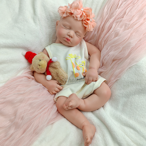 Boneka Reborn Silikon Lukis 50CM LouLou Mata Tertutup Mirip Bayi Baru Lahir Buatan Tangan Mulut Terbuka Mainan Figur Hadiah Ulang Tahun - Product Image 1