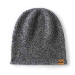 <b>Cashmere</b> <b>Beanies</b> With Suede Tag Custom Warm Knitted Hats for men - Product Image 3