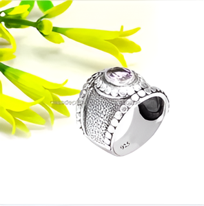 Piedra preciosa de amatista de forma redonda, anillo de moda chapado en rodio de Plata de Ley 925 para regalo de boda, fiesta para mujer. - Product Image 6