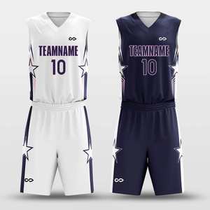 ชุดเสื้อบาสเก็ตบอลแบบกลับด้านได้ รุ่น Neon Five Stars Sublimated BK260601S สำหรับนักกีฬา - Product Image 1