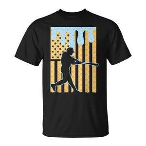 T-shirt pour enfants Baseball Drip, manches courtes, col rond, impression numérique, vêtements de sport, design drapeau américain - Product Image 1