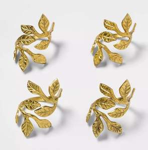 Anneau de serviette en feuille d'or artisanal, support de table en métal de qualité supérieure, décoration élégante en feuille antique, accent pour la décoration de mariage, de la maison et de la salle à manger - Product Image 3