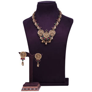 เครื่องประดับยาววัดอินเดียใต้เครื่องประดับเคลือบด้านโบราณเครื่องประดับเลียนแบบโบราณส่งออกเครื่องประดับแฟชั่นที่กำหนดเอง - Product Image 1