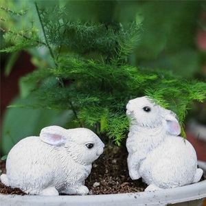 Conejo blanco esculpido Showpieces Conejo fundido hecho a mano Conejito Objetos decorativos y modelos de escultura Mejores precios - Product Image 4