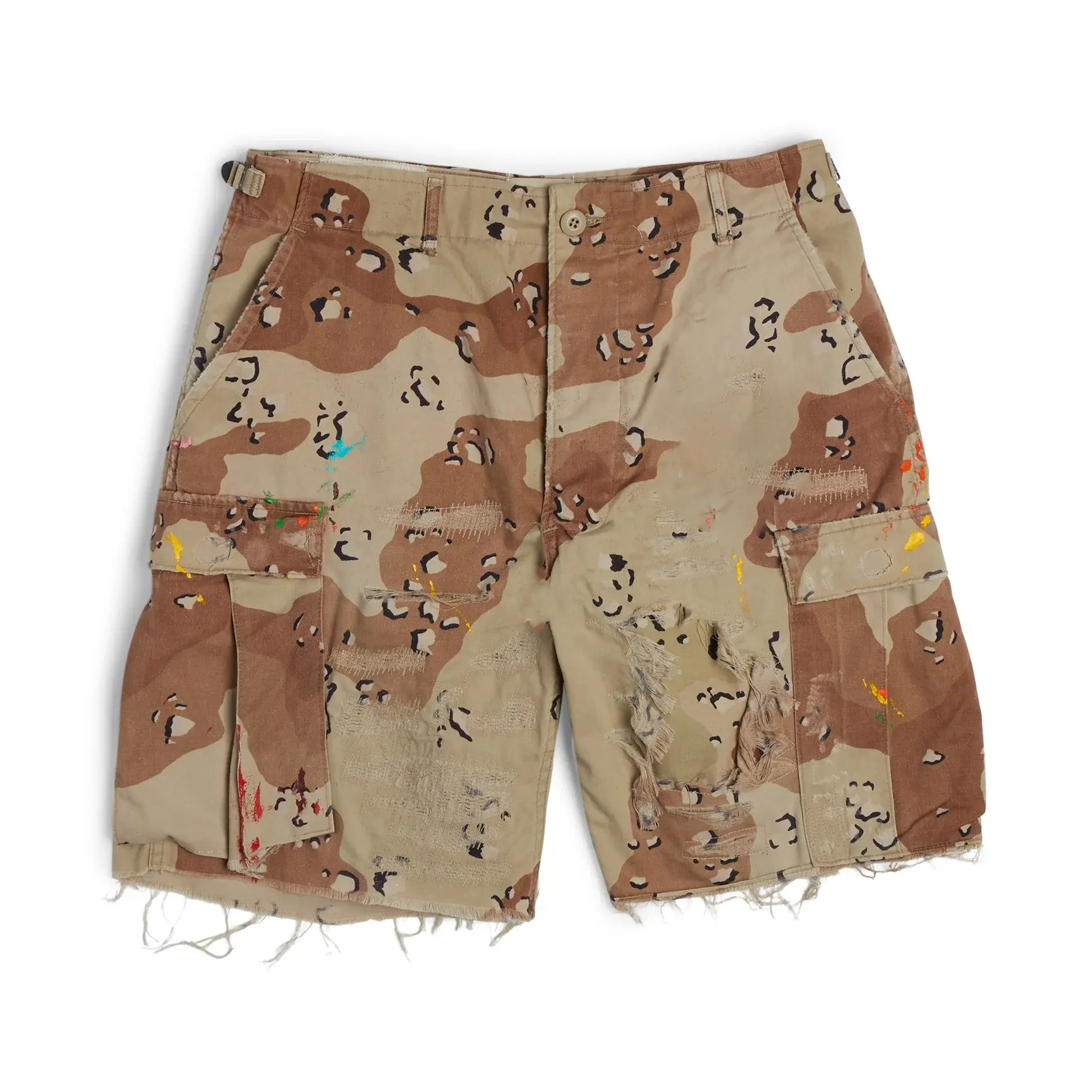 Hot sale heavyweight camo jean shorts men wholesale patchwork embroidery cargo denim shorts custom crop raw hem shorts