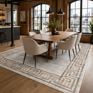Tapis moderne lavable Netline Home Georgian Linework, brun chaud - Product Image 3