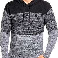 Suéteres con capucha de punto transpirables para hombre, jerséis de manga larga de Color sólido, moda masculina, prendas de punto cálidas, informales, Otoño Invierno 2024