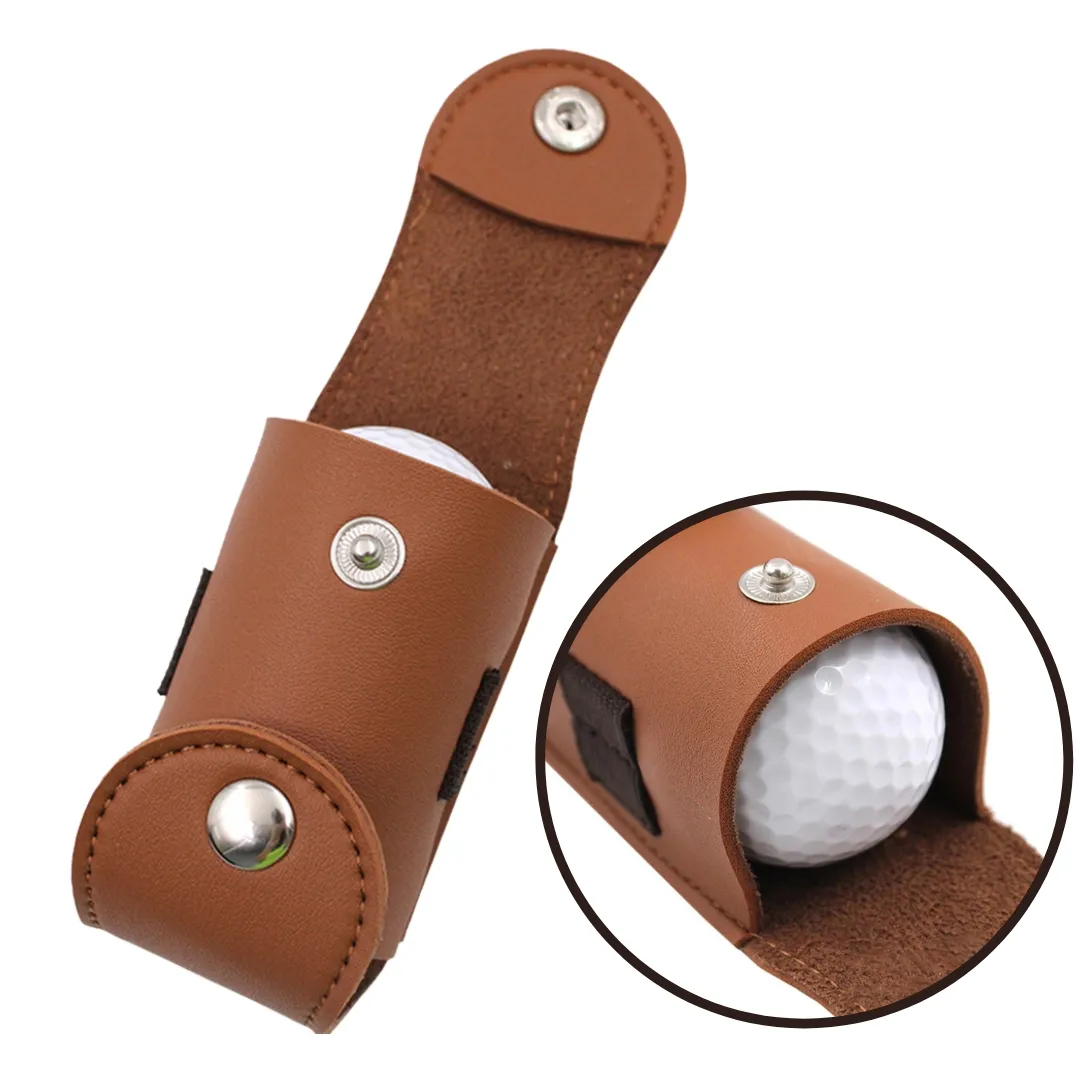 Hoge Kwaliteit Custom Golf Ball Bag Houder Pouch Draagbare Lederen Golf Accessoires