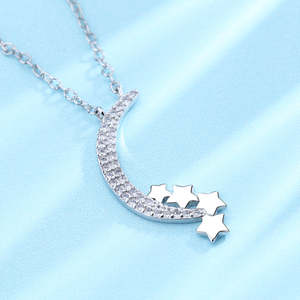 Collana Vintage Trendy in Argento Sterling con Luna, Cristallo Autentico, Placcata in Oro 14K, Oro Rosa e Rodio, con Zirconi, Diamanti e Perle - Product Image 3