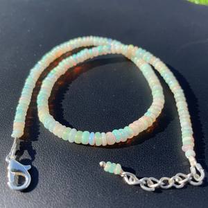 Natural White Ethiopian Opal <b>Beads</b> <b>Necklace</b> Smooth Multi-Fire Stone Handmade Polished Trendy Christian Fashion Beaded <b>Necklaces</b> - Product Image 3