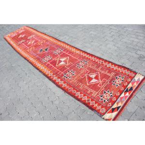 พรมขนาด 2.7x12.2 ฟุต, พรมแบบ Runner สไตล์ตุรกี, พรมลายจุดสีแดง Herki - Product Image 2