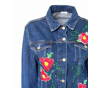 Fashion Streetwear Men Jacket Embroidery Denim Jackets MenWholesale Light <b>Weight</b> Breathable Jeans Denim Jacket for Women - Product Image 5