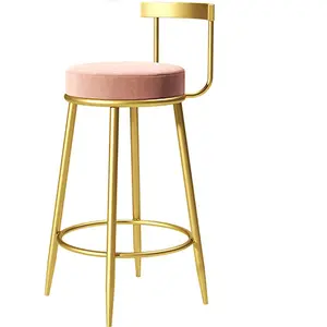 Tamborete redondo tradicional para decoração de sala de estar, cadeira elegante para restaurante com assento de veludo, preço acessível